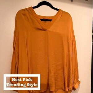 Vince Camuto Flowy‎ Blouse - Mustard Colored - Size 1X (Plus Sized)